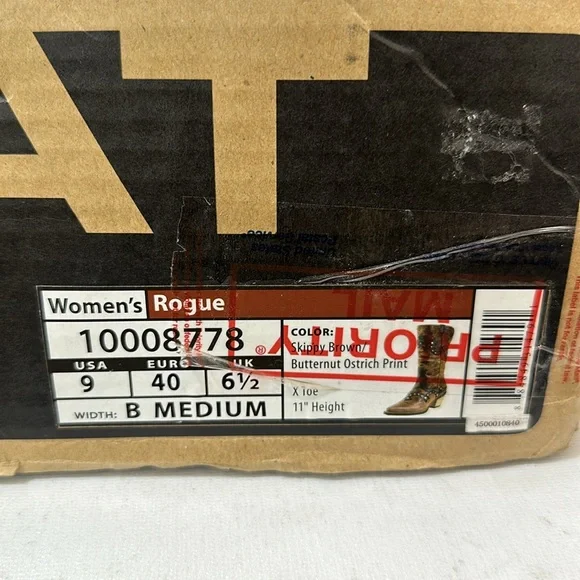 ARIAT ROGUE SKIPPY Brown Western Ostrich Cowboy Snip Toe Boot Size 9M Leather - Picture 15 of 15